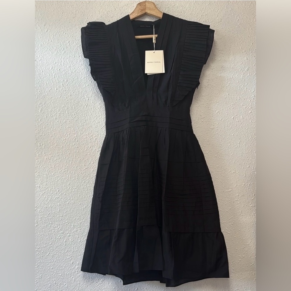 Magali Pascal Ruffled Black Pleated Mini Dress - Picture 2 of 11